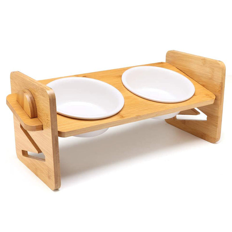 Comedero Elevado Premium Russel® Bambú | Altura Ajustable + Doble Bowl