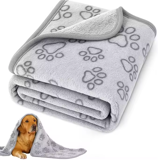 Manta Premium Antiestrés Russel® Gris | Plush Ultra Suave | Confort y Protección para Mascotas