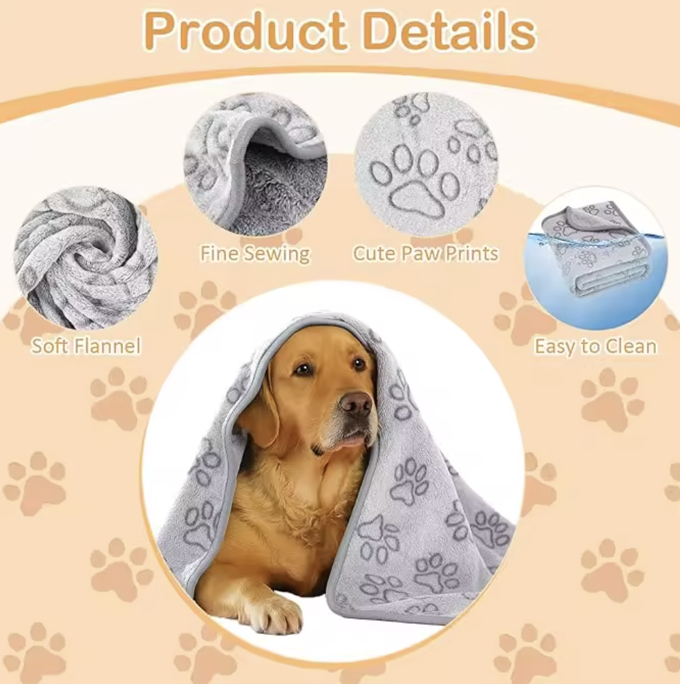 Manta Premium Antiestrés Russel® Gris | Plush Ultra Suave | Confort y Protección para Mascotas